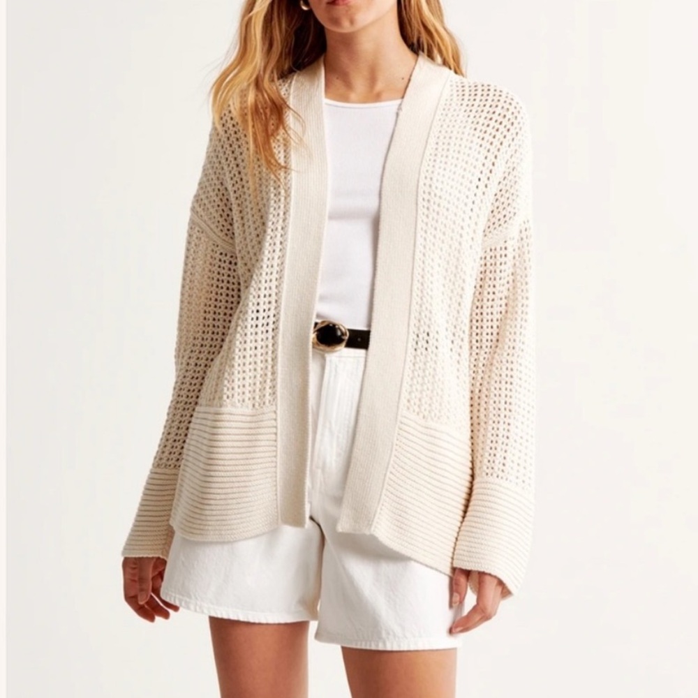 Abercrombie Beige Open-Knit Cardigan NWT
